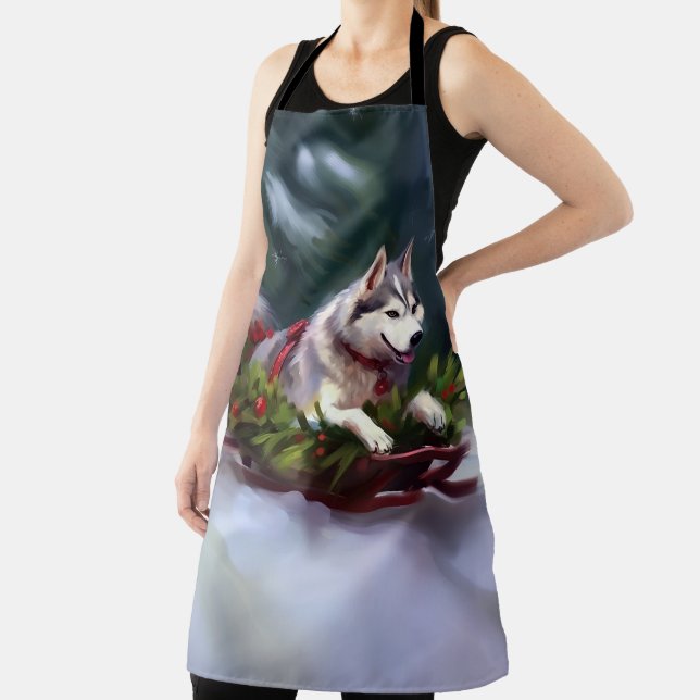 Siberian Husky Christmas snow winter Apron (Insitu)
