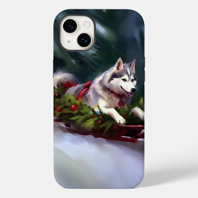 Siberian Husky Christmas snow winter Case-Mate iPhone Case (Back)