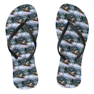 Siberian Husky Christmas snow winter Flip Flops