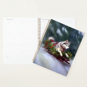 Siberian Husky Christmas snow winter Planner