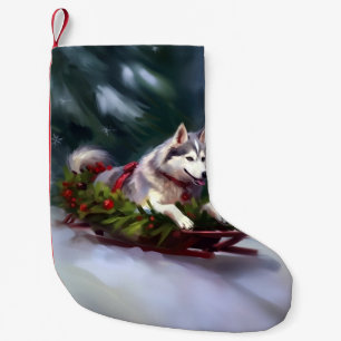 Siberian Husky Christmas snow winter Small Christmas Stocking