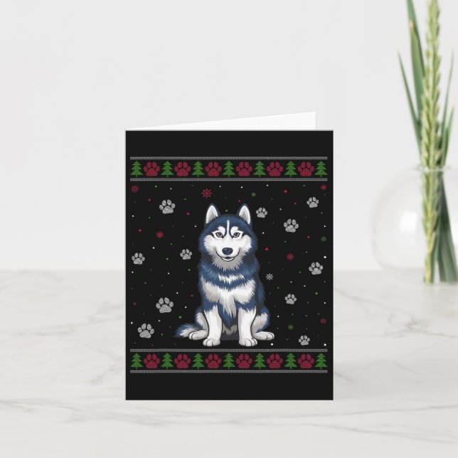 Siberian Husky Christmas Sweater Xmas Pet Animal D Card (Front)