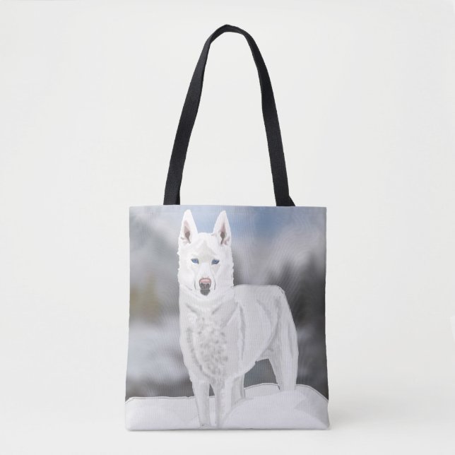 Siberian Husky Christmas Tote Bag (Front)
