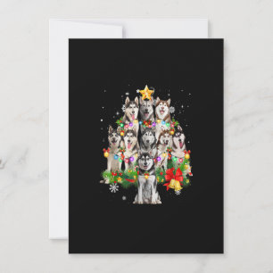Siberian Husky Christmas Tree Dog Lights Pyjamas X Invitation