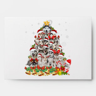 Siberian husky christmas tree lights   dog xmas envelope