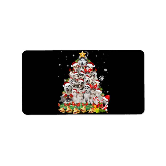 Siberian husky christmas tree lights | dog xmas label (Front)