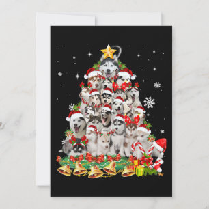 Siberian husky christmas tree lights   dog xmas save the date