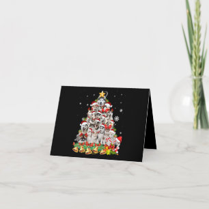 Siberian husky christmas tree lights dog xmas thank you card