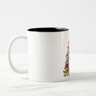 Siberian husky christmas tree lights   dog xmas Two-Tone coffee mug