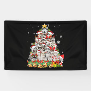 Siberian Husky Christmas Tree Lights Funny Dog Banner
