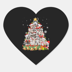 Siberian Husky Christmas Tree Lights Funny Dog Heart Sticker