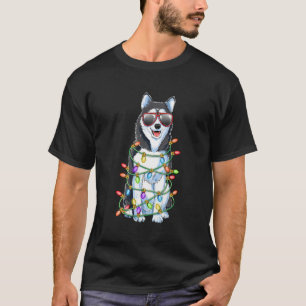 Siberian Husky Christmas Tree Lights Santa Xmas Gi T-Shirt