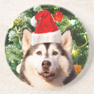 Siberian Husky Christmas Tree Ornaments Snowman Coaster