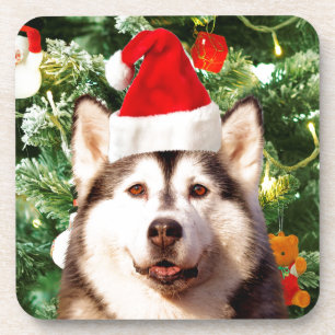 Siberian Husky Christmas Tree Ornaments Snowman Coaster