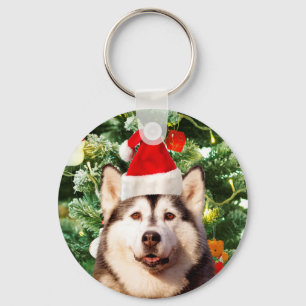 Siberian Husky Christmas Tree Ornaments Snowman Key Ring