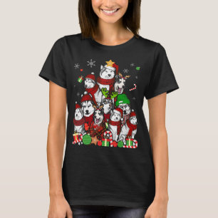 Siberian Husky Christmas Tree Xmas Gift Dog Lover T-Shirt