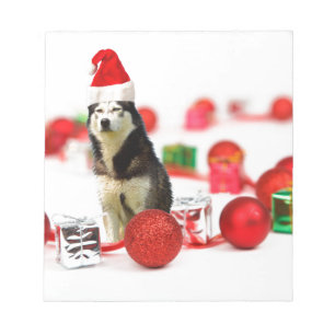 Siberian Husky Christmas with Ornament Gift Box Notepad