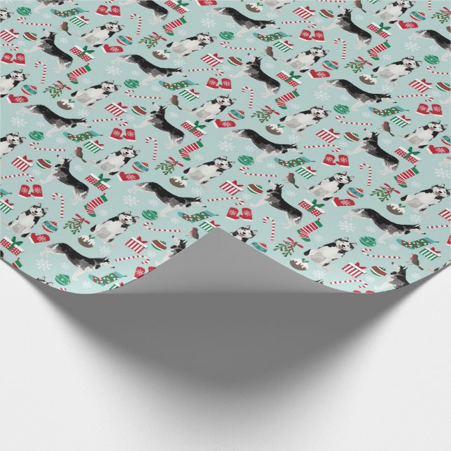 Siberian Husky Christmas wrapping paper (Corner)