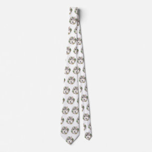 Siberian Husky Christmas Wreath Festive Pup Tie