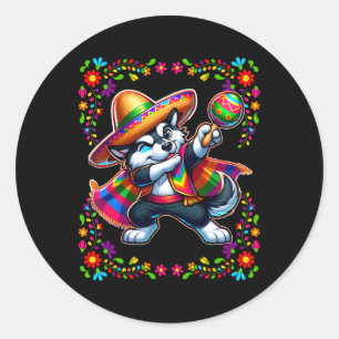 Siberian Husky Cinco De Mayo Pet Lover Funny Dog Classic Round Sticker