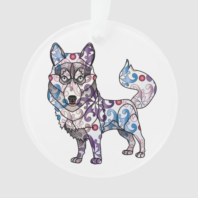 Siberian Husky Circle Ornament (Front)