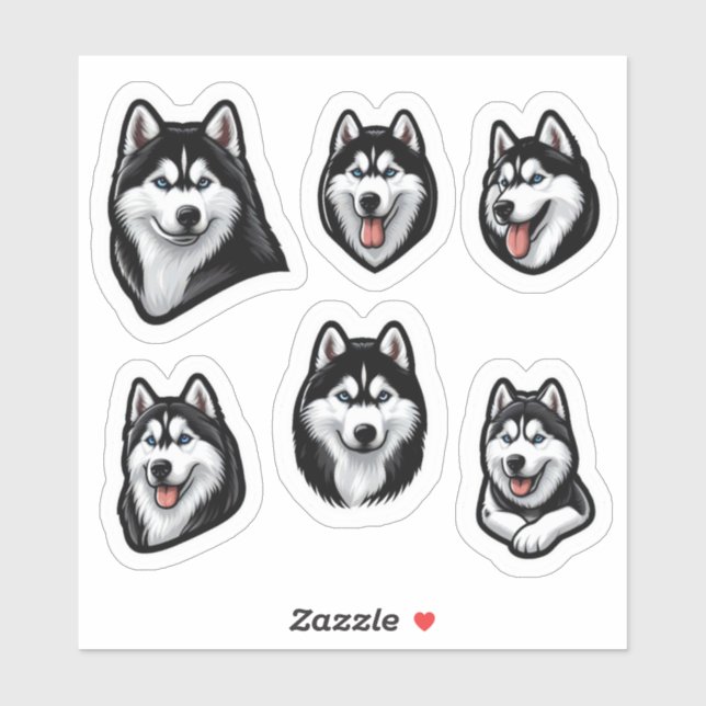 Siberian Husky Custom-Cut Vinyl Sticker (Sheet)
