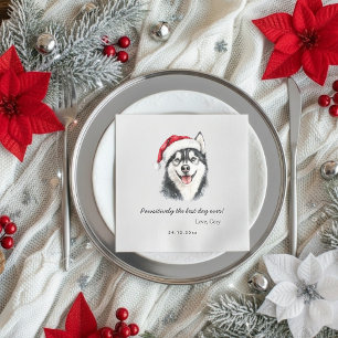 Siberian Husky Custom Pet Christmas Wedding Napkin
