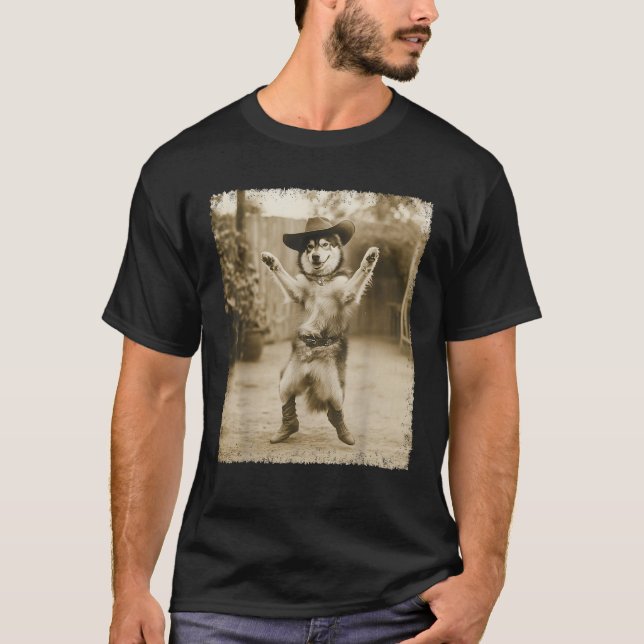 Siberian Husky Cute Dog Silly Cowboy  T-Shirt (Front)