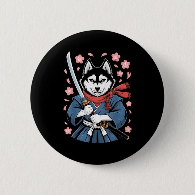 Siberian Husky Dad Cute Japanese Anime Stuff Samur 6 Cm Round Badge (Front)