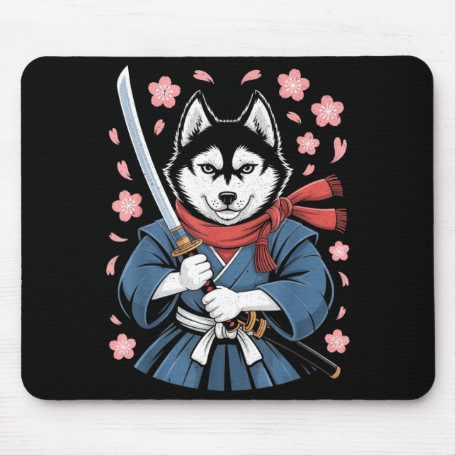 Siberian Husky Dad Cute Japanese Anime Stuff Samur Mouse Mat (Front)