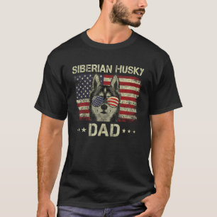 Siberian Husky Dad Dog Lovers American Flag 4th Of T-Shirt