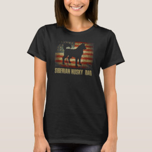 Siberian Husky Dad Vintage American Flag Patriotic T-Shirt
