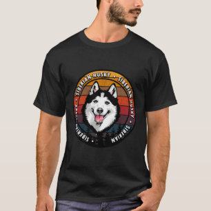 Siberian Husky Distressed Sunset Retro Dog Face T-Shirt