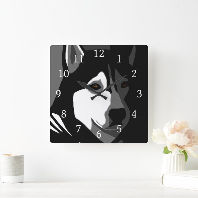 Siberian Husky Dog 162 Square Wall Clock (Home)