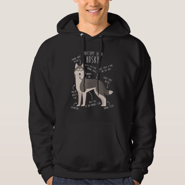 Siberian Husky Dog Anatomy  Grey Gray Pet Mom Cute Hoodie (Front)