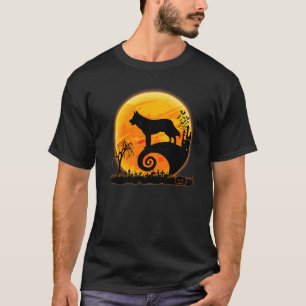 Siberian Husky Dog And Moon  Scary Halloween Costu T-Shirt