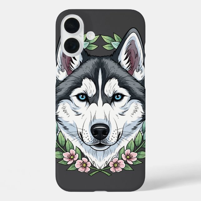 Siberian Husky Dog And Mountain Laurel Flowers  Case-Mate iPhone Case (Back)