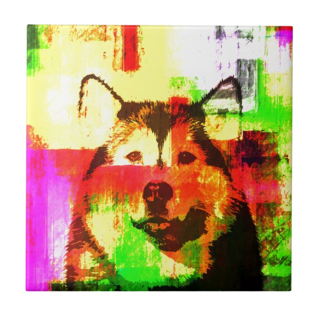 Siberian Husky Dog Art Tile (Front)