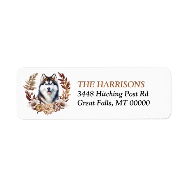 Siberian Husky Dog Autumn Wreath (Front)