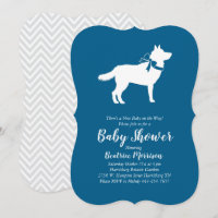 Siberian Husky Dog Baby Shower Blue Boy