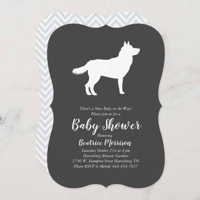 Siberian Husky Dog Baby Shower Gender Neutral Invitation (Front/Back)