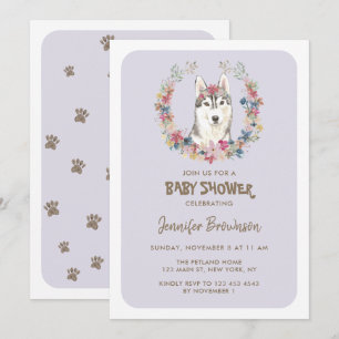 Siberian Husky Dog Baby Shower Invitation