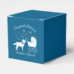 Siberian Husky Dog Baby Shower Puppy Blue Boy Favour Box