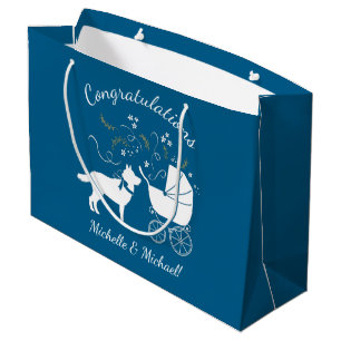 Siberian Husky Dog Baby Shower Puppy Blue Boy Large Gift Bag