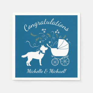 Siberian Husky Dog Baby Shower Puppy Blue Boy Napkin