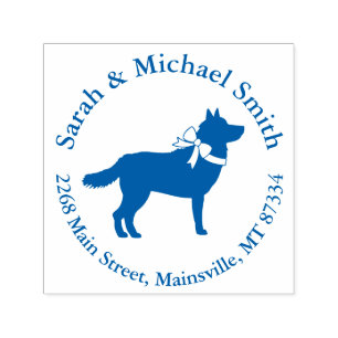 Siberian Husky Dog Baby Shower Puppy Blue Boy Self-inking Stamp