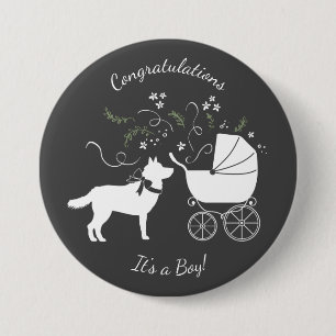 Siberian Husky Dog Baby Shower Puppy Grey 7.5 Cm Round Badge