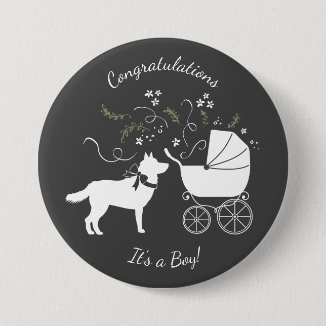 Siberian Husky Dog Baby Shower Puppy Grey 7.5 Cm Round Badge (Front)