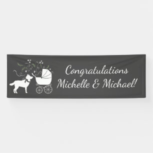 Siberian Husky Dog Baby Shower Puppy Grey Banner