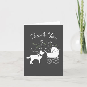 Siberian Husky Dog Baby Shower Puppy Grey Thank You Card